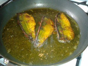 Turmeric Fish being Fried