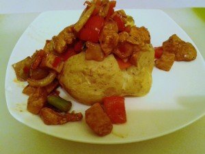 East Meets West. Vietnamese Chicken serve in a Jacket Potato