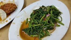 Fried Kangkong with belachan withour chillies
