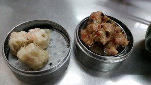 Prawn dumpling (L) and steamed spare ribs (R).