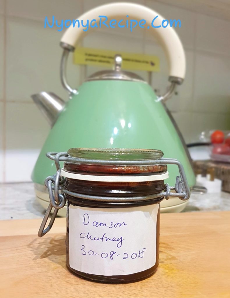 A mini Kilner jar of Damson Chutney to Keep for maturing.