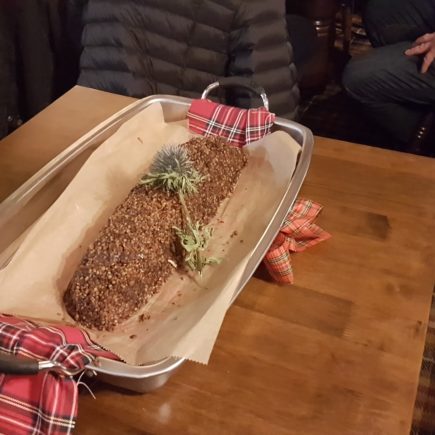 The haggis laid on the table.