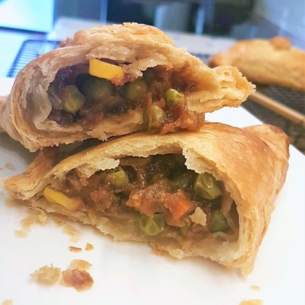 Sio Bao Pasty on a plate showing ther filling.