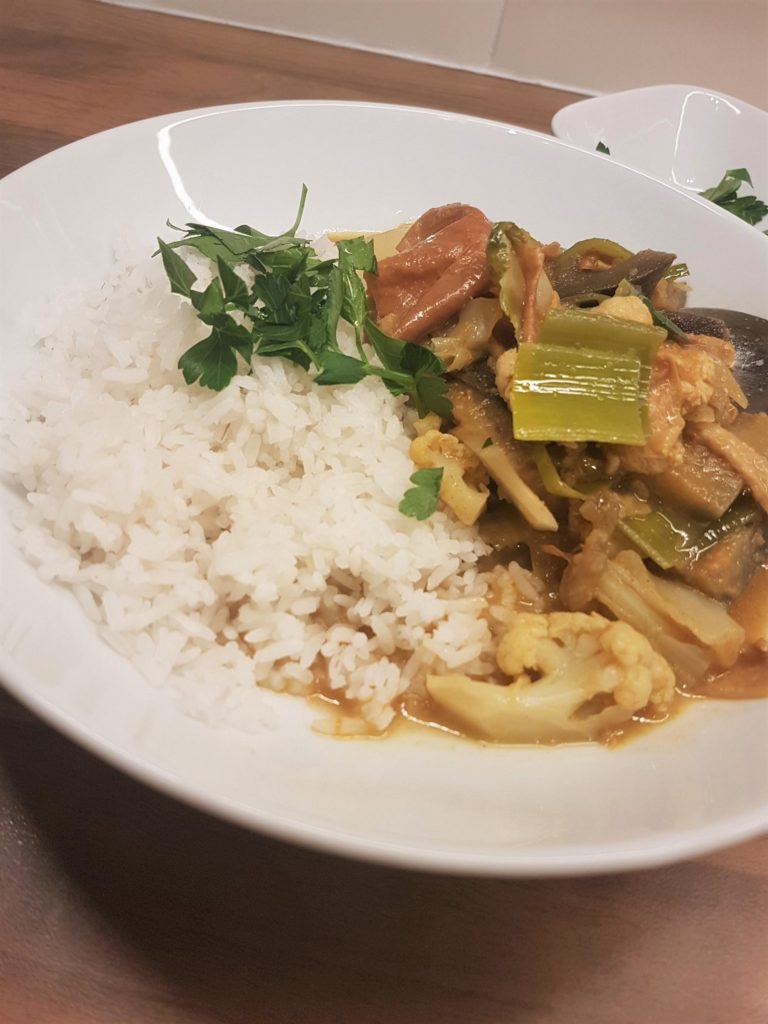 Vegetable Curry served with rice